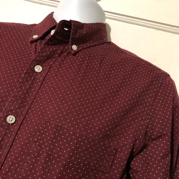 J. Crew Small Polka Dot Slim Fit Cabernet Button Down Shirt 06778